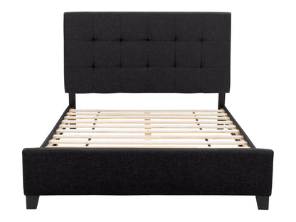Black Tufted Single Fabric Bed
