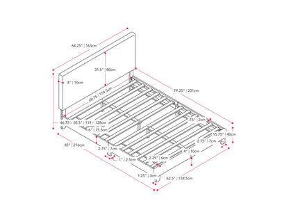 Grey Fabric Bed Queen with Slats