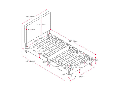 Grey Fabric Bed Single with Slats