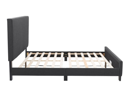 Charcoal Fabric Queen Bed with Slats