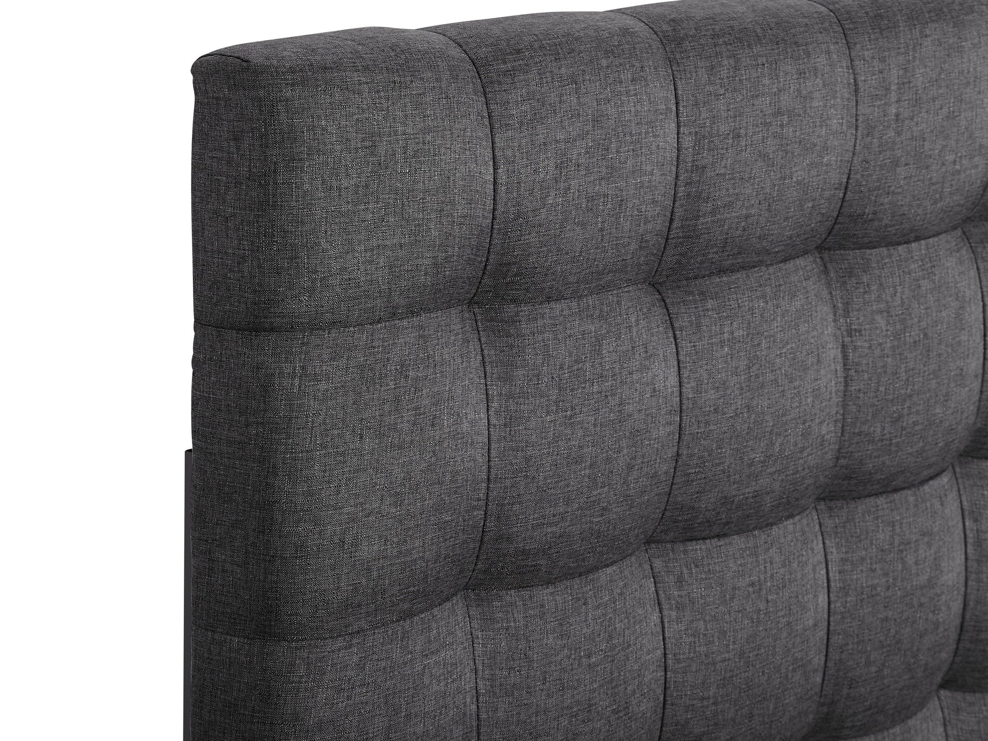 Grey twin headboard with modern design, upholstered in soft fabric, featuring clean lines and minimalist style, perfect for contemporary bedrooms.