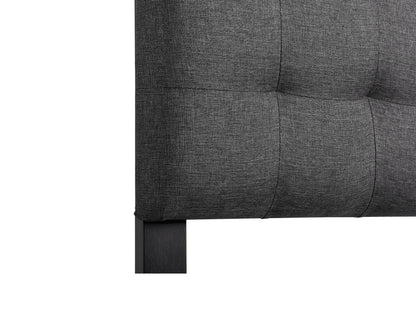 Grey twin headboard with modern design, upholstered in soft fabric, featuring clean lines and minimalist style, perfect for contemporary bedrooms.