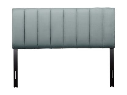 Light blue queen-sized panel headboard with tufted upholstery, featuring a soft fabric texture and elegant design, perfect for modern bedroom decor.