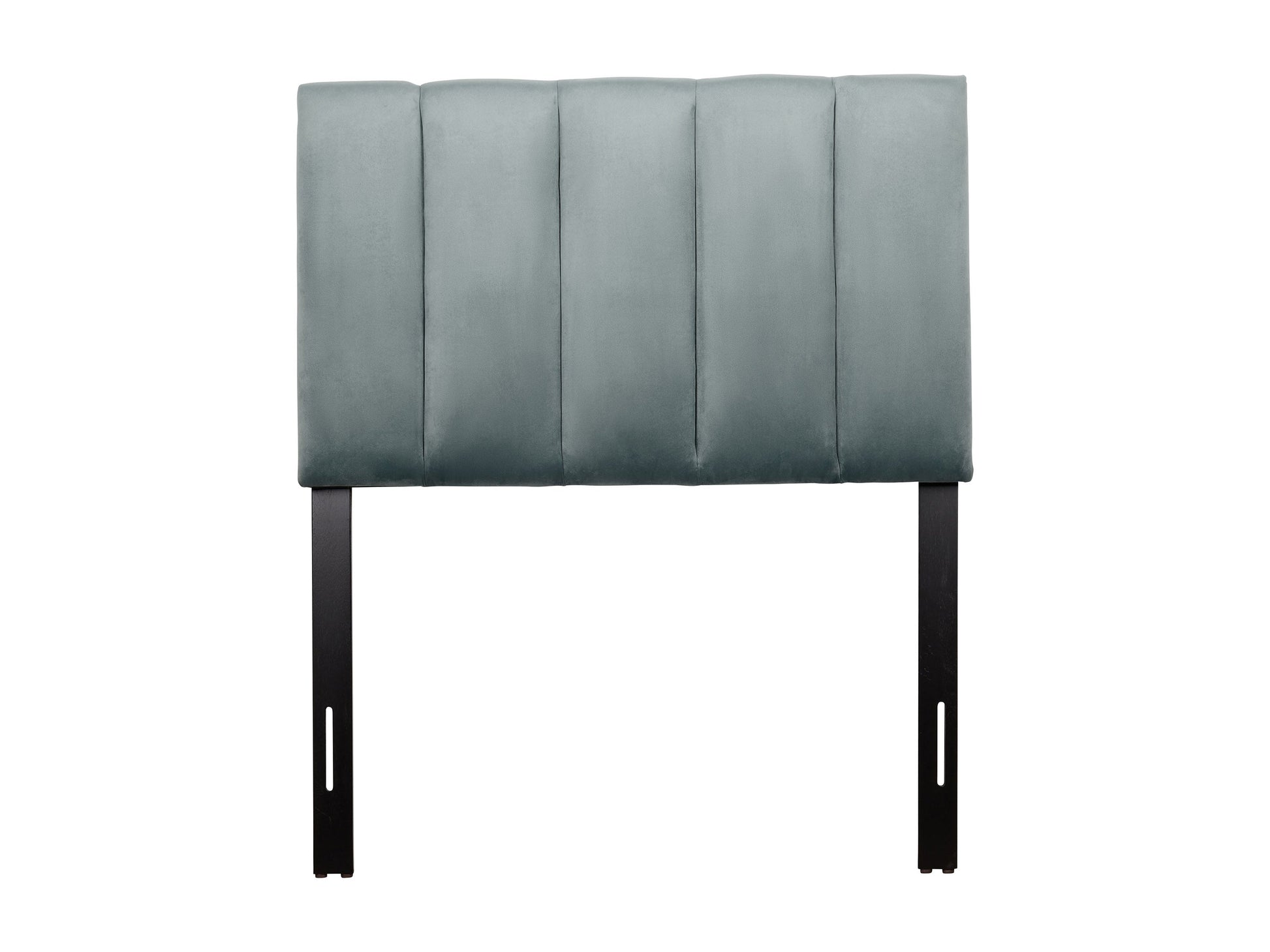Light blue twin/single panel headboard with tufted upholstery, featuring a classic rectangular design and soft, textured fabric for a stylish and comfortable bedroom decor update.