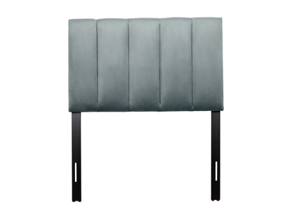 Light blue twin/single panel headboard with tufted upholstery, featuring a classic rectangular design and soft, textured fabric for a stylish and comfortable bedroom decor update.