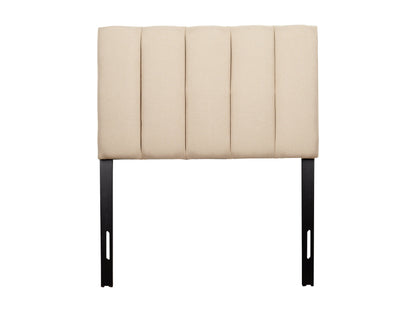 Cream-colored twin/single panel headboard with elegant vertical stitching, upholstered in soft fabric, and featuring a minimalist design. Perfect for modern bedrooms, providing a stylish and comfortable backrest.