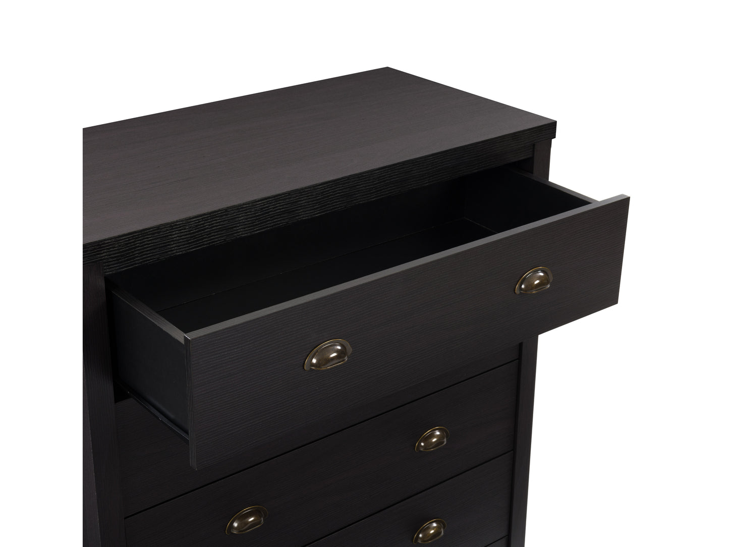 Black 5-Drawer Dresser with Interlocking Drawers
