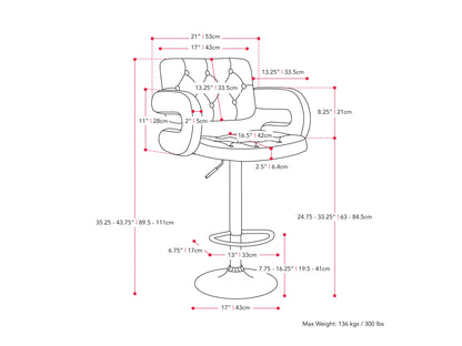 Set of 2 oatmeal-colored bar stools with arms, featuring plush fabric upholstery, wooden legs, and a footrest bar, perfect for kitchen counters or home bars.