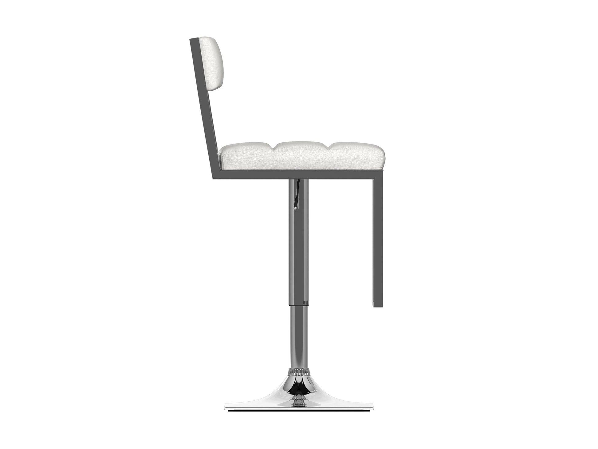 White bar stools set, featuring sleek metal legs, cushioned seats with a smooth leather finish, and a modern minimalist design perfect for kitchen counters or home bars.