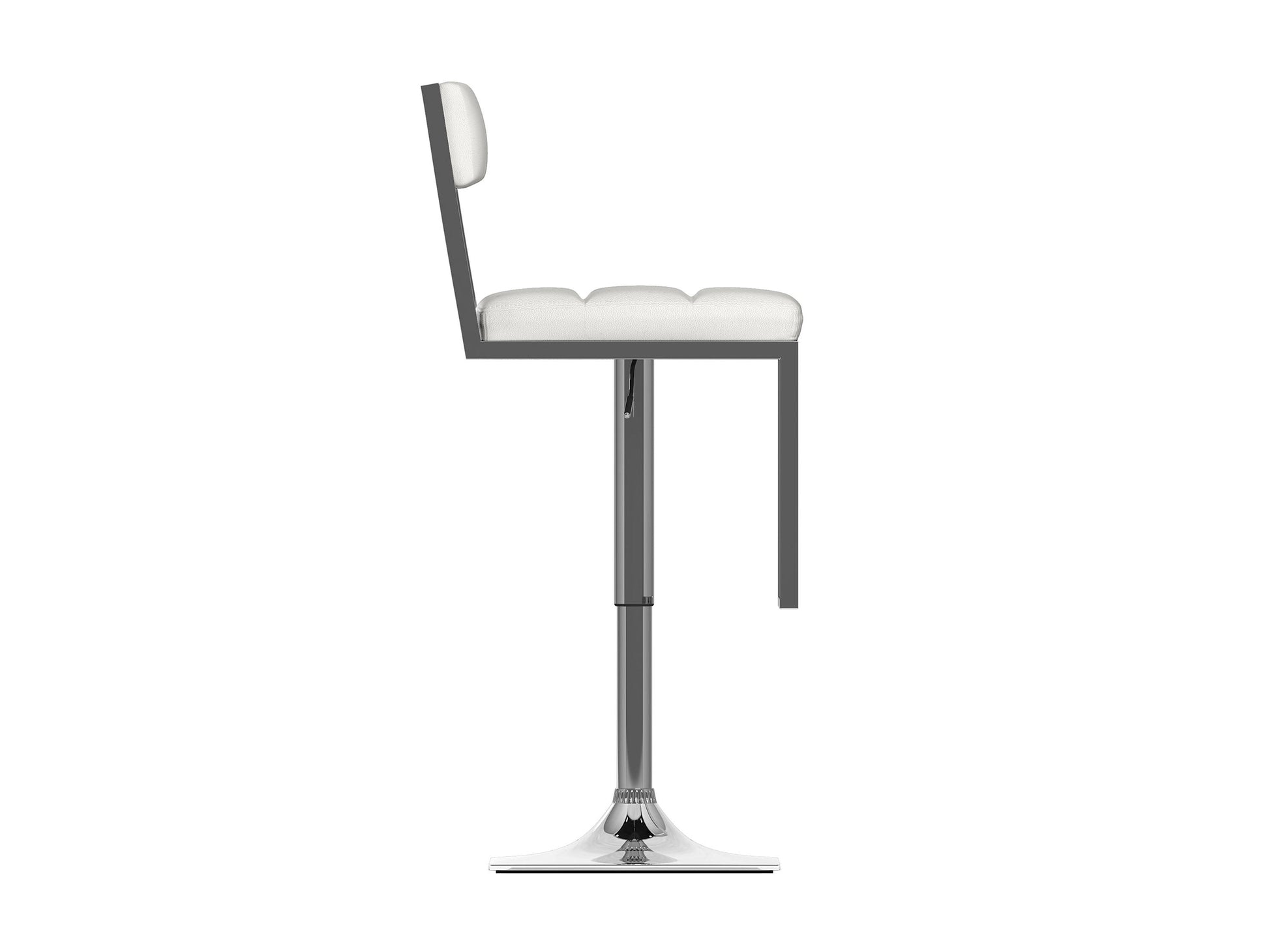 White bar stools set, featuring sleek metal legs, cushioned seats with a smooth leather finish, and a modern minimalist design perfect for kitchen counters or home bars.