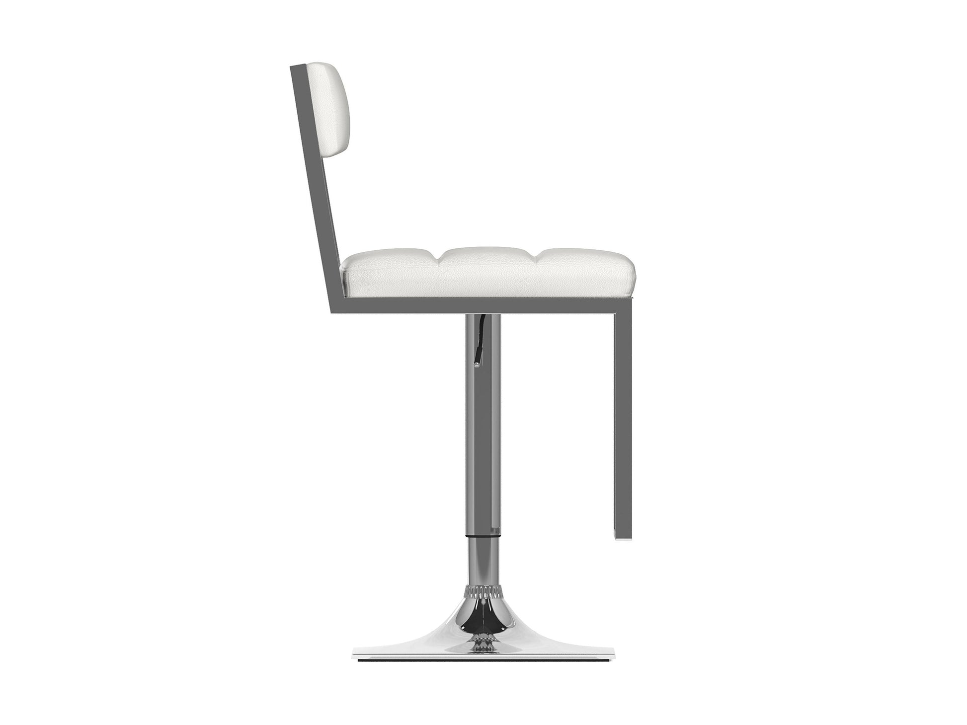 White bar stools set, featuring sleek metal legs, cushioned seats with a smooth leather finish, and a modern minimalist design perfect for kitchen counters or home bars.