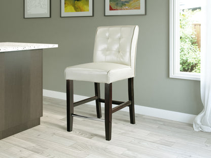 Antonio PU Tufted Counter Height Barstool, Cream
