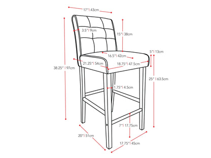 Brown wooden bar stool with cushioned seat, counter height, featuring a sleek, modern design, dark brown legs, and a smooth, textured finish. Ideal for kitchen islands, bars, and dining areas.