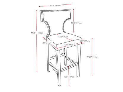 Set of 2 black bar height bar stools with sleek metal frames, cushioned seats, and footrests. Modern design with durable materials ideal for kitchen islands or home bars.