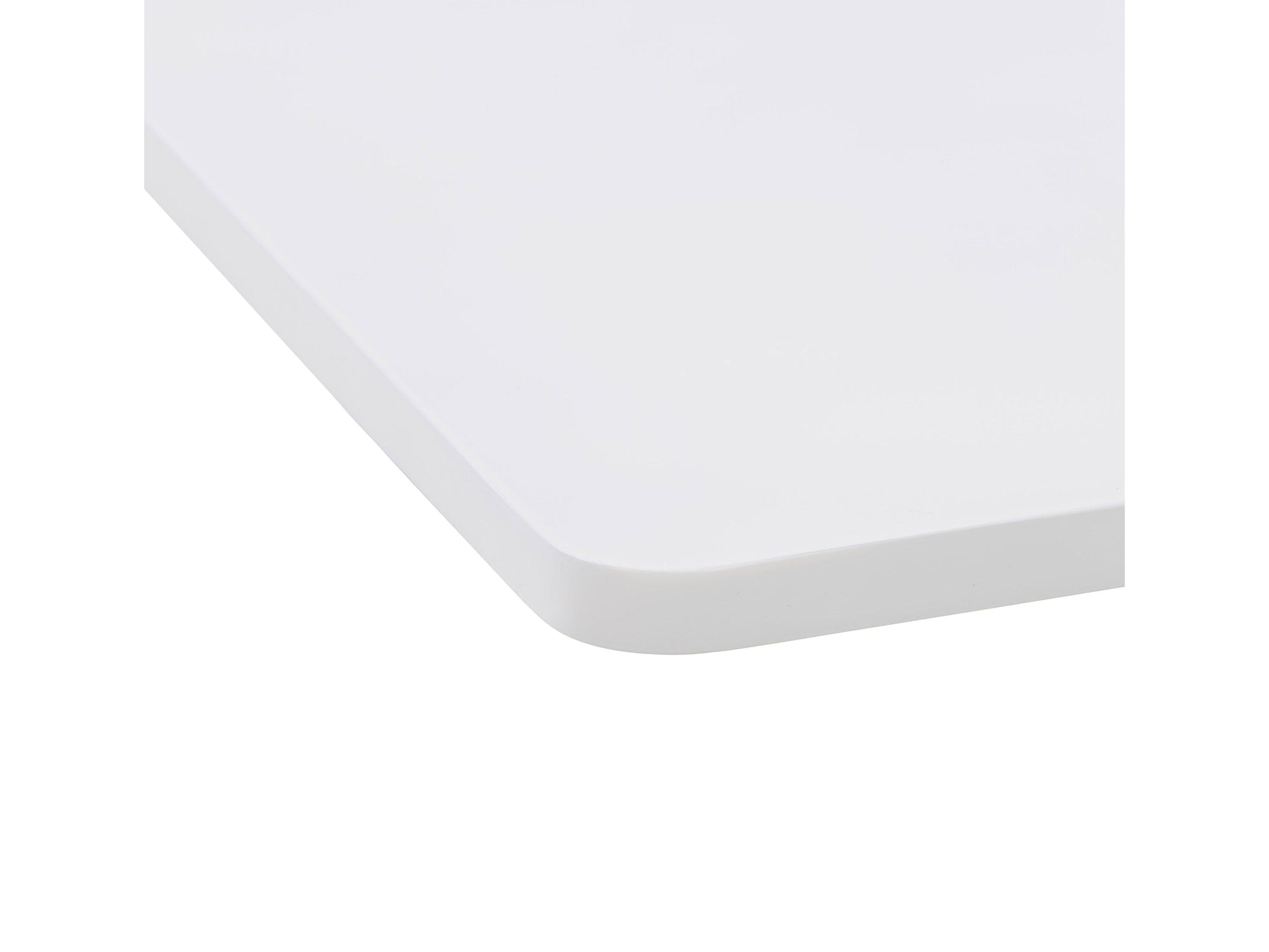 Sleek white adjustable height square bar table with chrome base, modern design, smooth finish, perfect for kitchen or bar area.