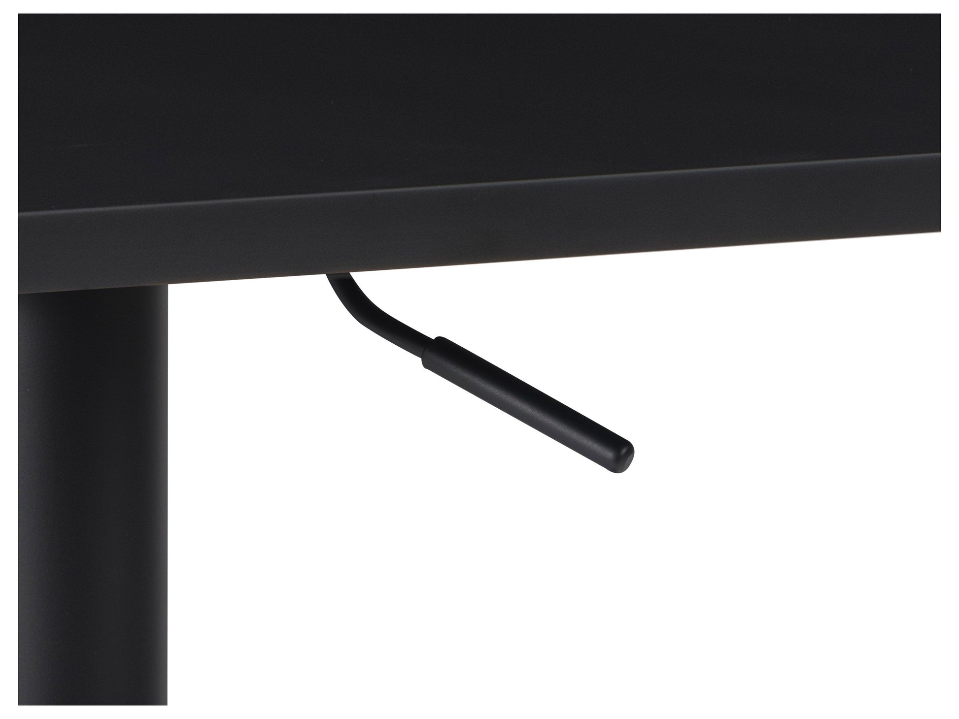 Adjustable height bar table with a square black top and sleek metal frame, featuring a modern design, sturdy construction, and smooth finish, perfect for contemporary kitchen or home bar settings.