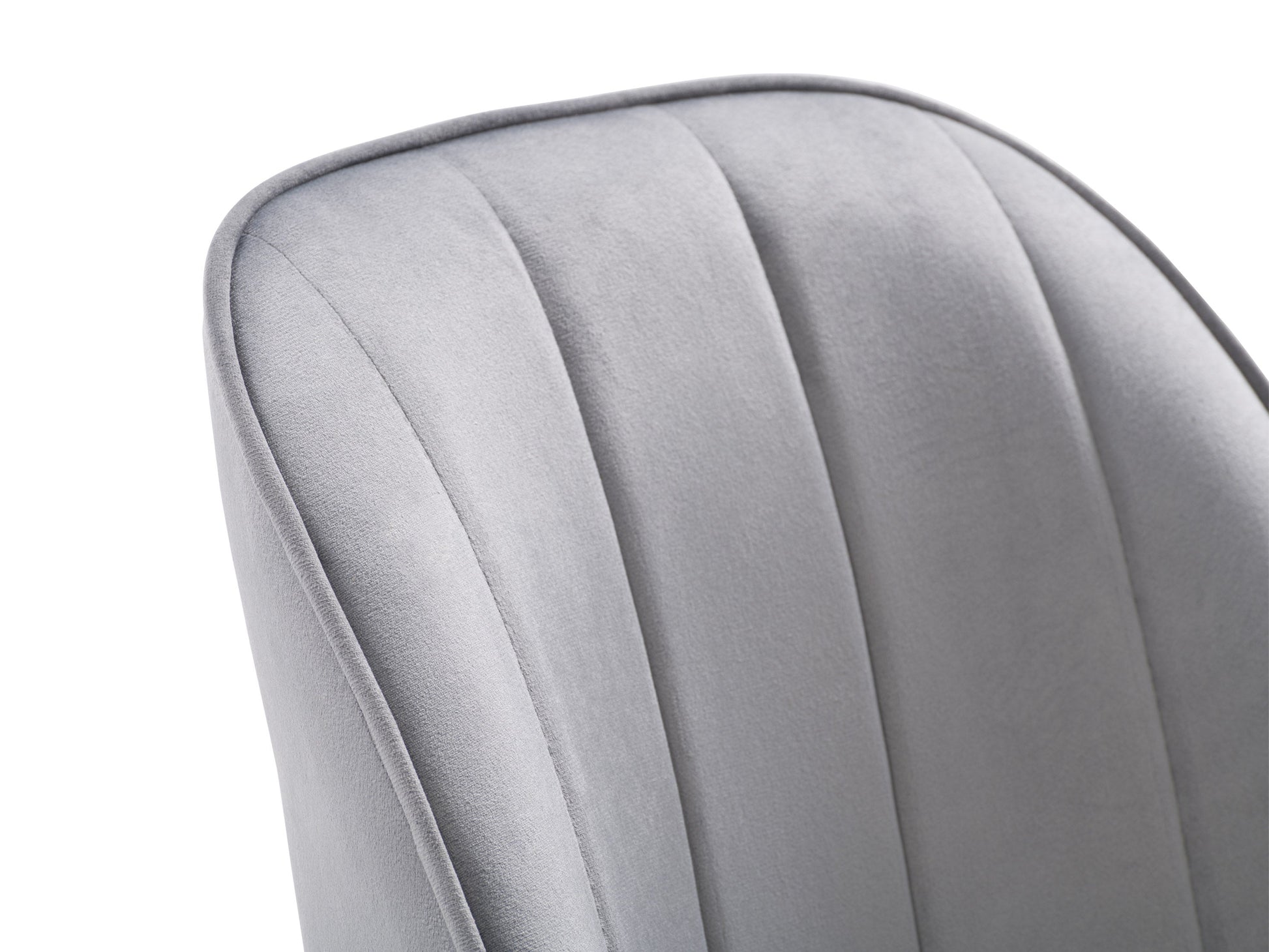 Grey velvet dining room chairs, set of 2, featuring sleek metal legs, plush upholstery, and a modern design. Ideal for contemporary dining spaces, these chairs offer both comfort and style.