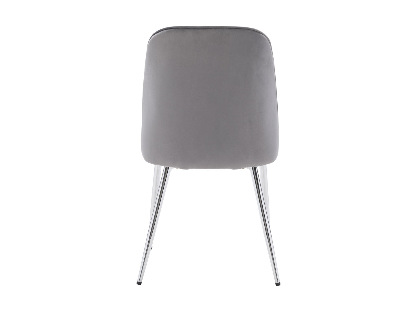 Grey velvet dining room chairs, set of 2, featuring sleek metal legs, plush upholstery, and a modern design. Ideal for contemporary dining spaces, these chairs offer both comfort and style.