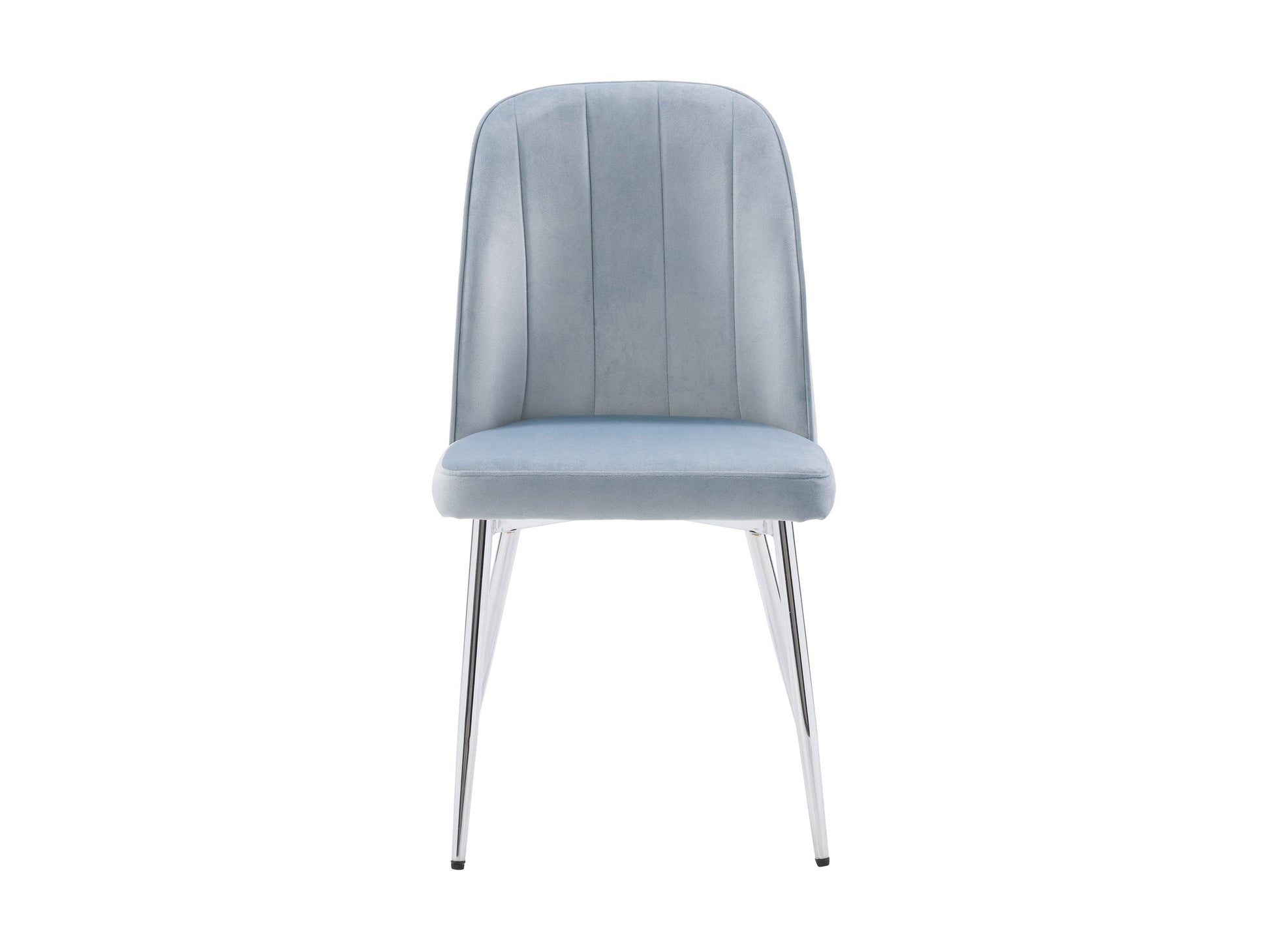 Blue velvet dining room chairs, set of 2, with tufted backs, wooden legs, and a sleek modern design. Ideal for contemporary dining spaces, offering comfort and style with a luxurious texture.