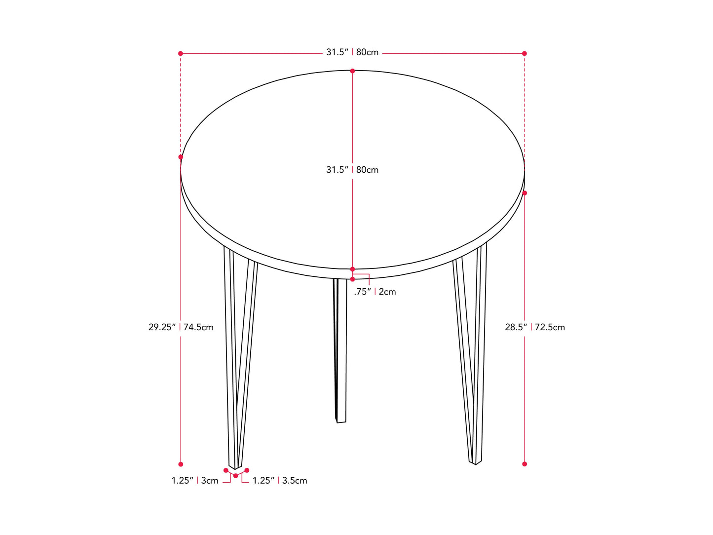Small round dining table in rich brown wood finish, featuring sleek modern design with sturdy legs and smooth tabletop, perfect for compact dining spaces and contemporary interiors.