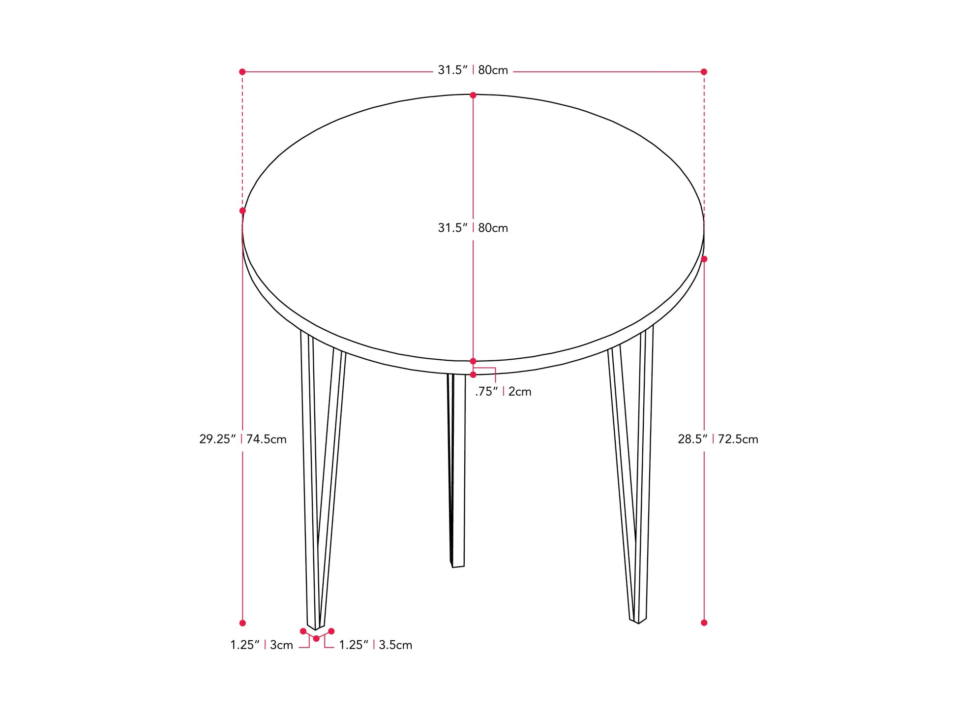 Small round dining table in rich brown wood finish, featuring sleek modern design with sturdy legs and smooth tabletop, perfect for compact dining spaces and contemporary interiors.