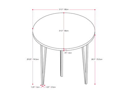 Small round dining table in rich brown wood finish, featuring sleek modern design with sturdy legs and smooth tabletop, perfect for compact dining spaces and contemporary interiors.