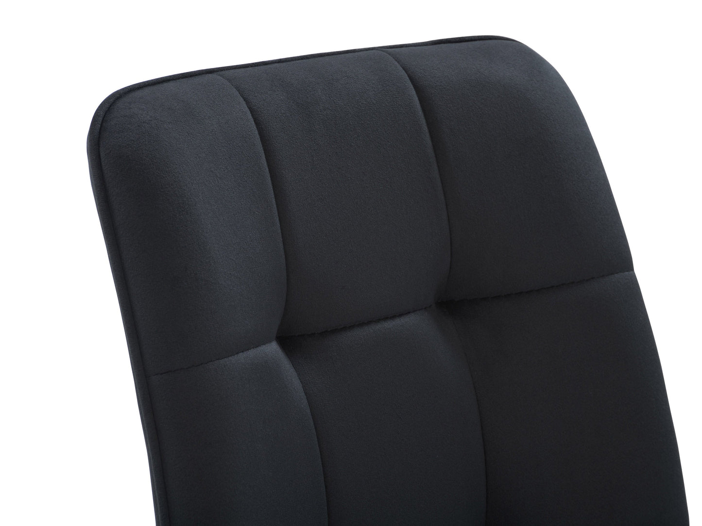 Black velvet upholstered dining chairs, set of 2, featuring sleek gold metal legs, plush cushioning, and a modern design perfect for contemporary dining rooms or elegant kitchen spaces.