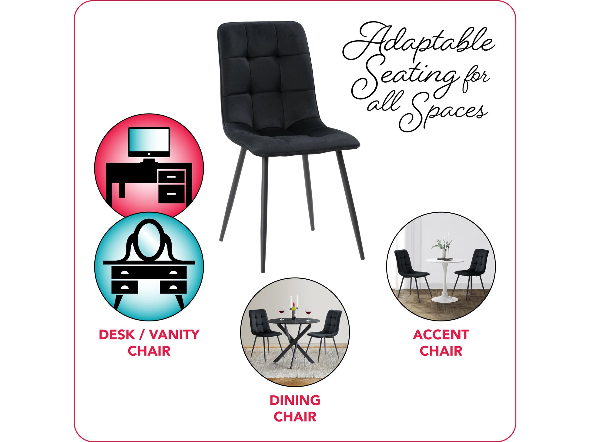 Black velvet upholstered dining chairs, set of 2, featuring sleek gold metal legs, plush cushioning, and a modern design perfect for contemporary dining rooms or elegant kitchen spaces.