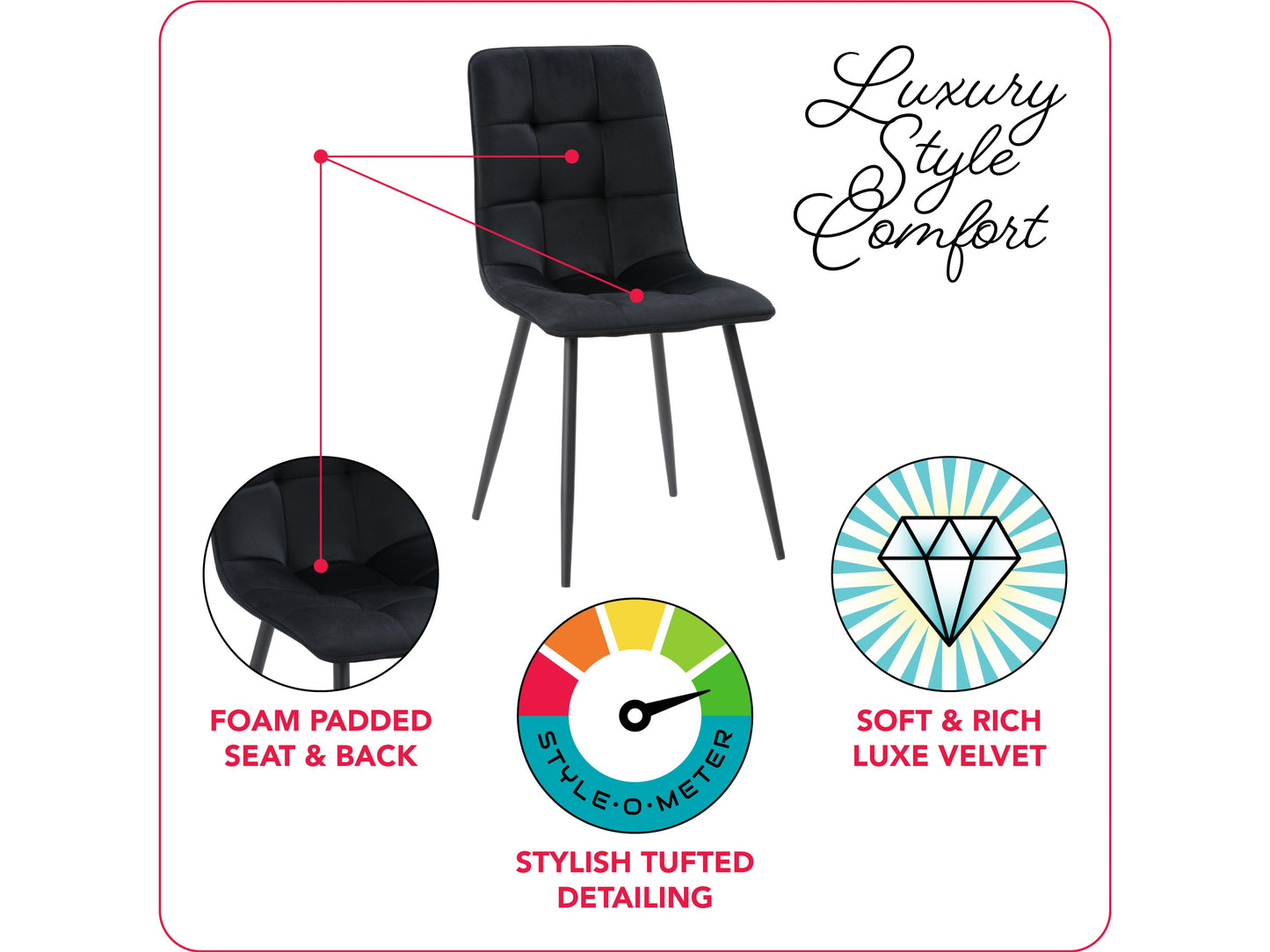 Black velvet upholstered dining chairs, set of 2, featuring sleek gold metal legs, plush cushioning, and a modern design perfect for contemporary dining rooms or elegant kitchen spaces.