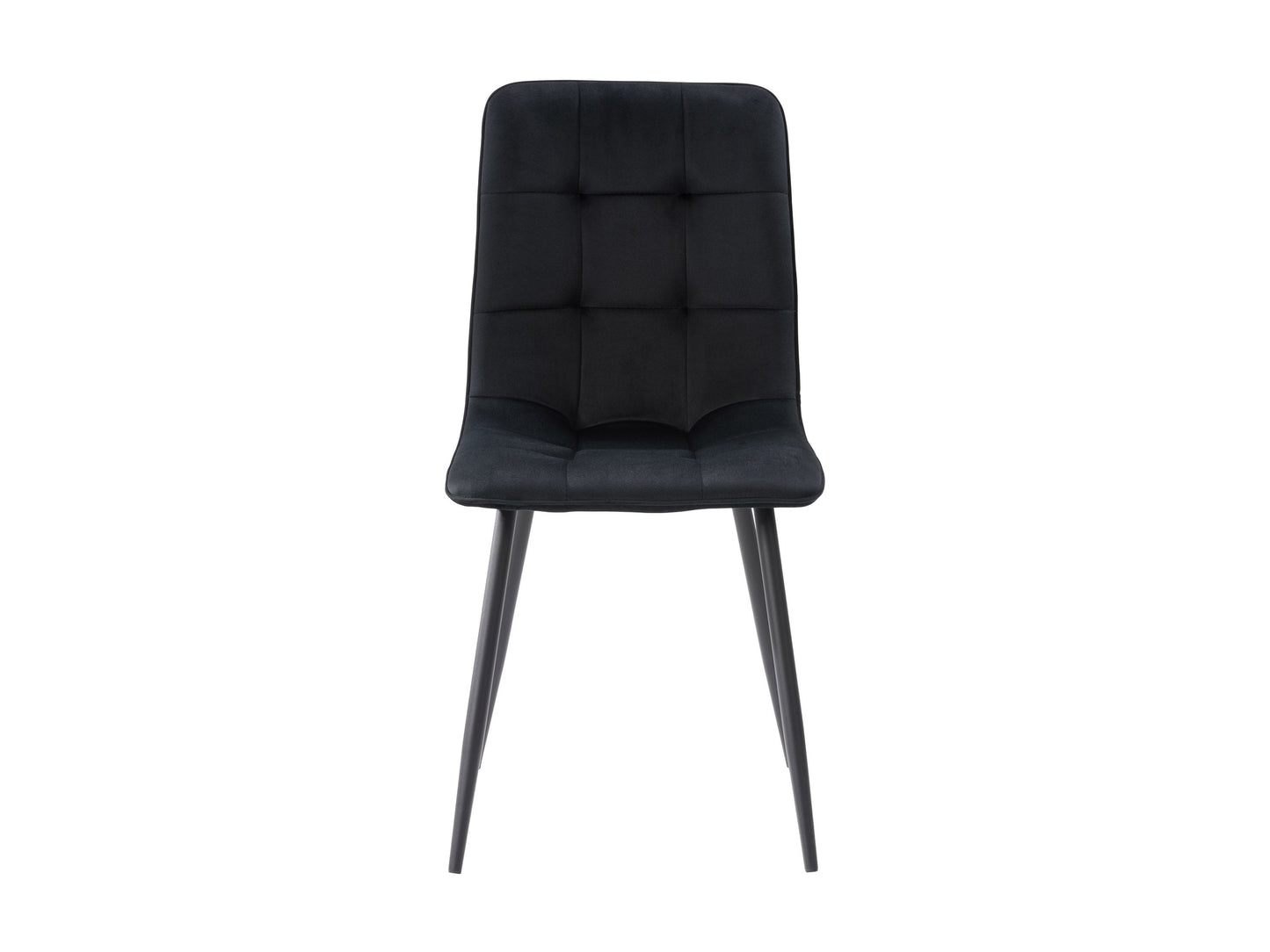 Black velvet upholstered dining chairs, set of 2, featuring sleek gold metal legs, plush cushioning, and a modern design perfect for contemporary dining rooms or elegant kitchen spaces.
