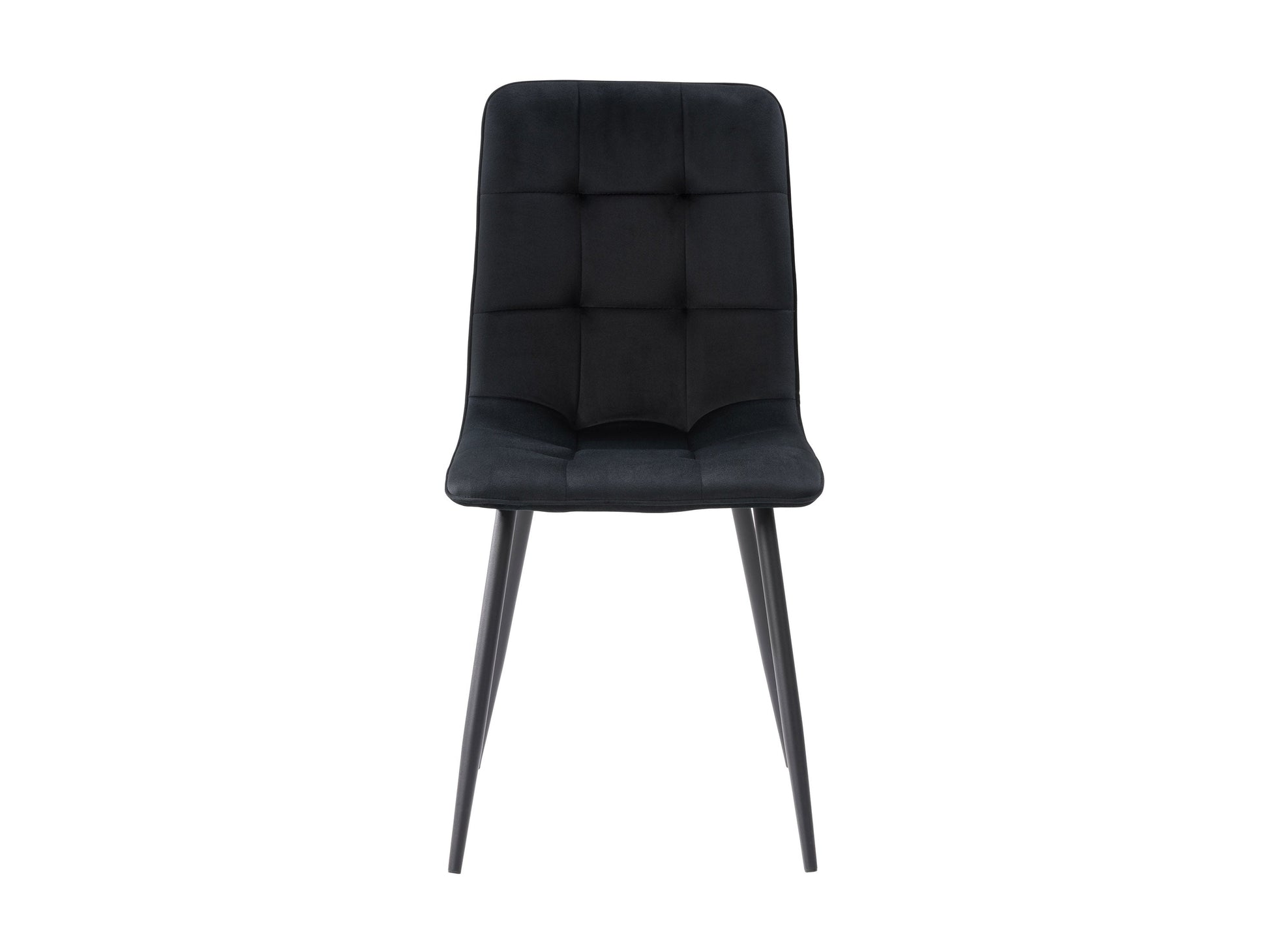 Black velvet upholstered dining chairs, set of 2, featuring sleek gold metal legs, plush cushioning, and a modern design perfect for contemporary dining rooms or elegant kitchen spaces.