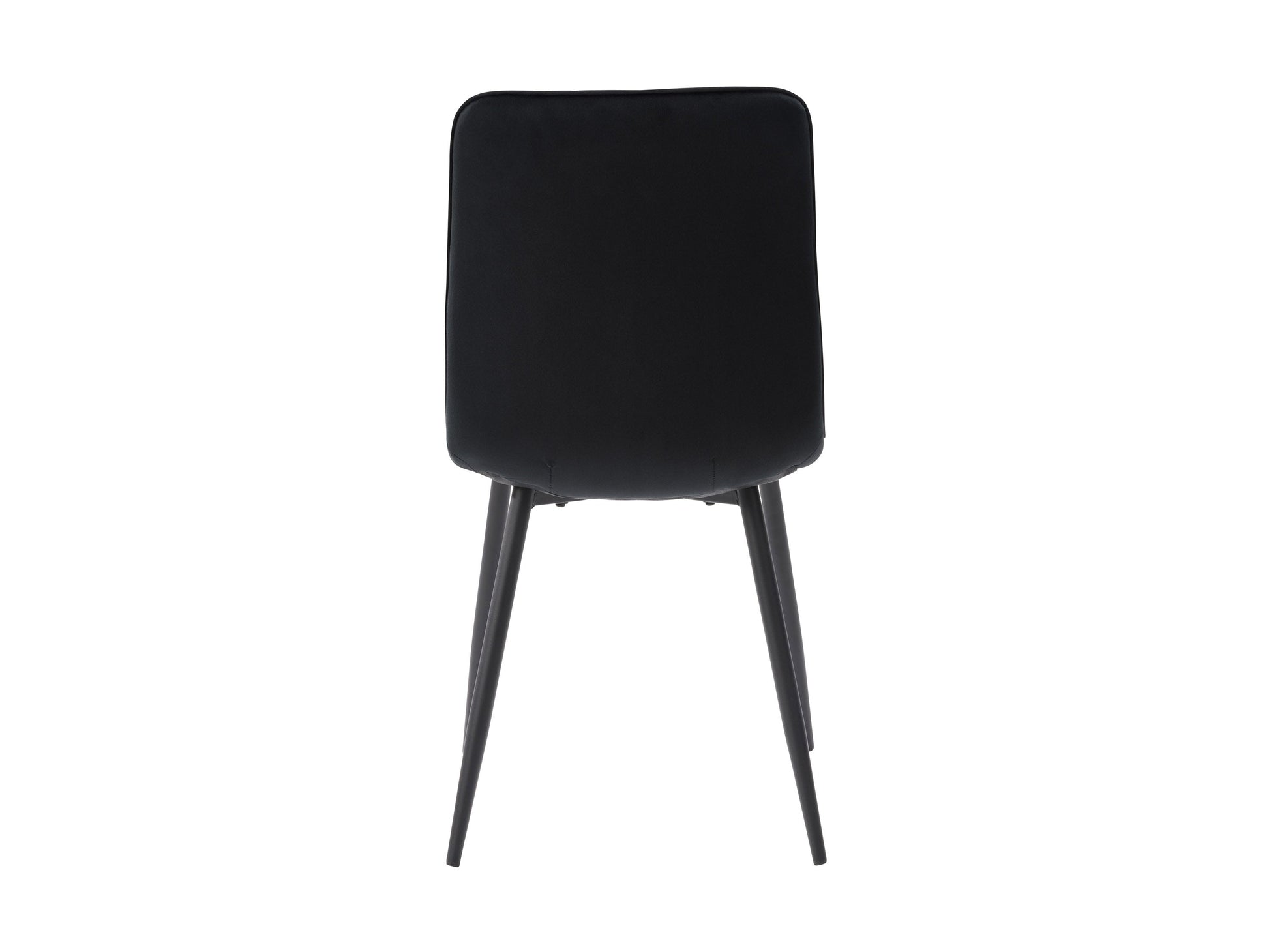 Black velvet upholstered dining chairs, set of 2, featuring sleek gold metal legs, plush cushioning, and a modern design perfect for contemporary dining rooms or elegant kitchen spaces.