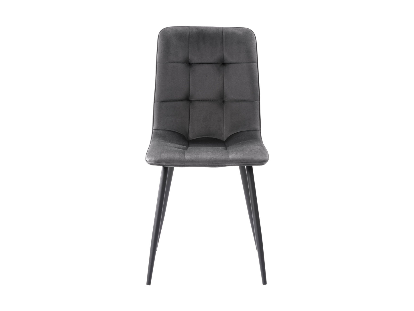 Grey velvet upholstered dining chairs, set of 2, featuring sleek metal legs, plush cushioning, and a modern design perfect for contemporary dining rooms.