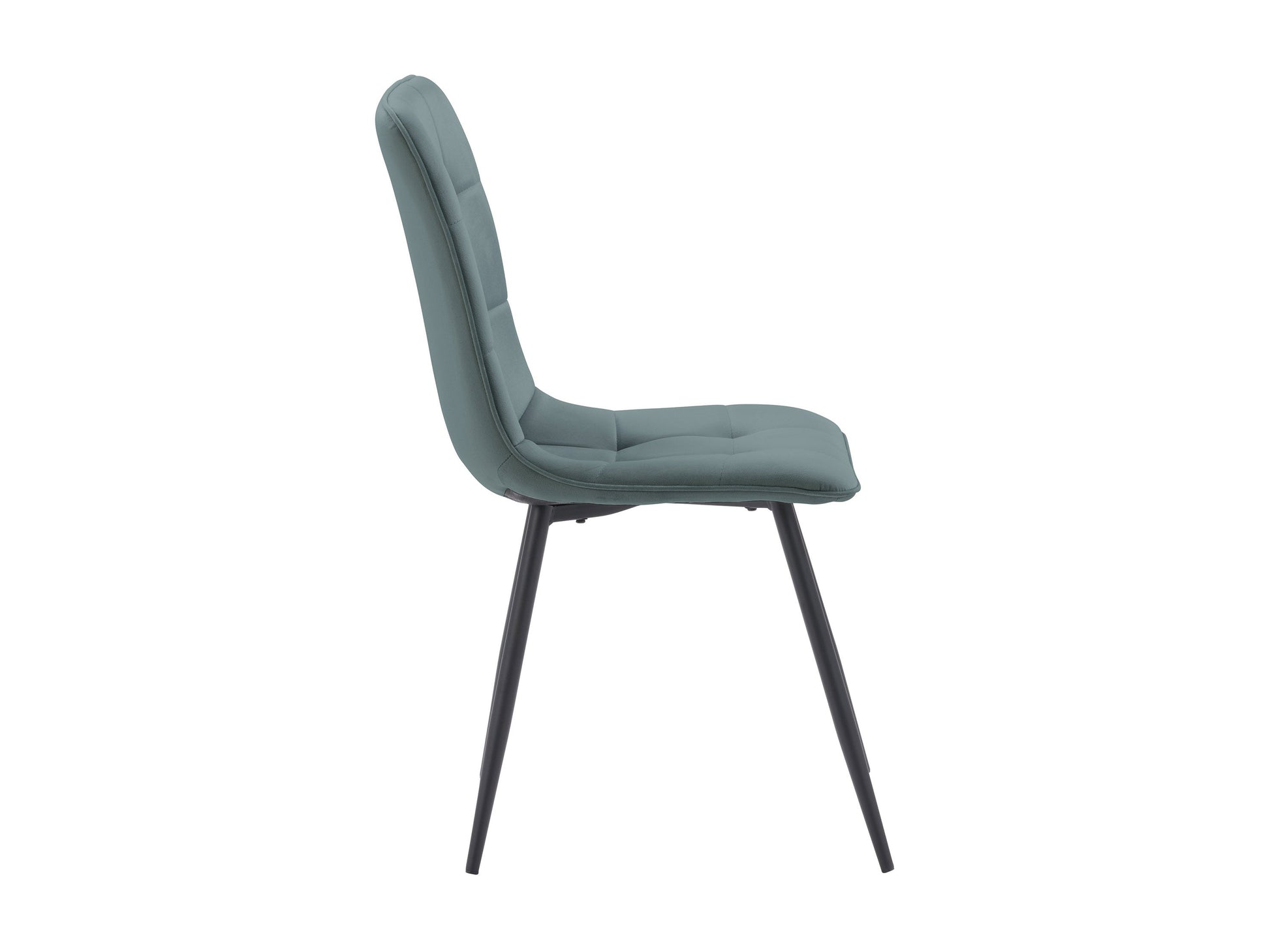 Velvet upholstered dining chairs in teal grey, set of 2, featuring sleek metal legs, plush velvet fabric, and ergonomic design for dining room or kitchen.