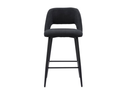 Black velvet bar stools set of 2 with gold metal legs, plush cushioning, and curved backrest for modern kitchen or bar decor.