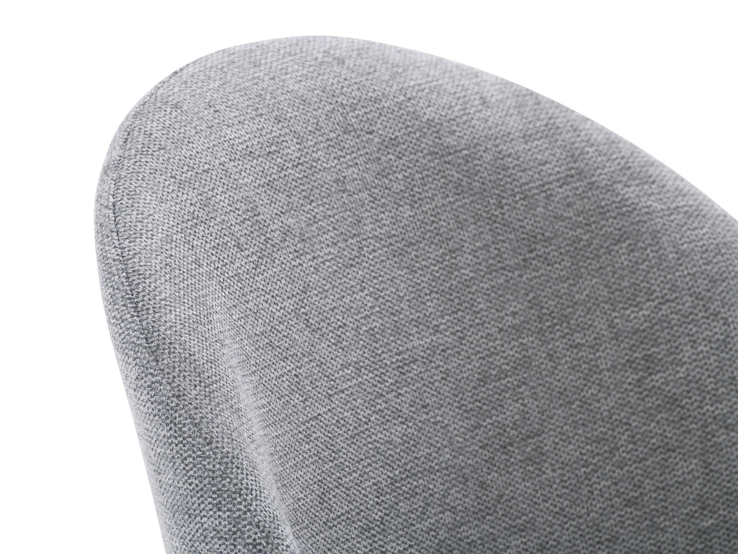 Set of 2 grey curved dining chairs with plush upholstery, sleek metal legs, and modern design, perfect for contemporary dining rooms, offering comfort and style with a minimalist aesthetic.