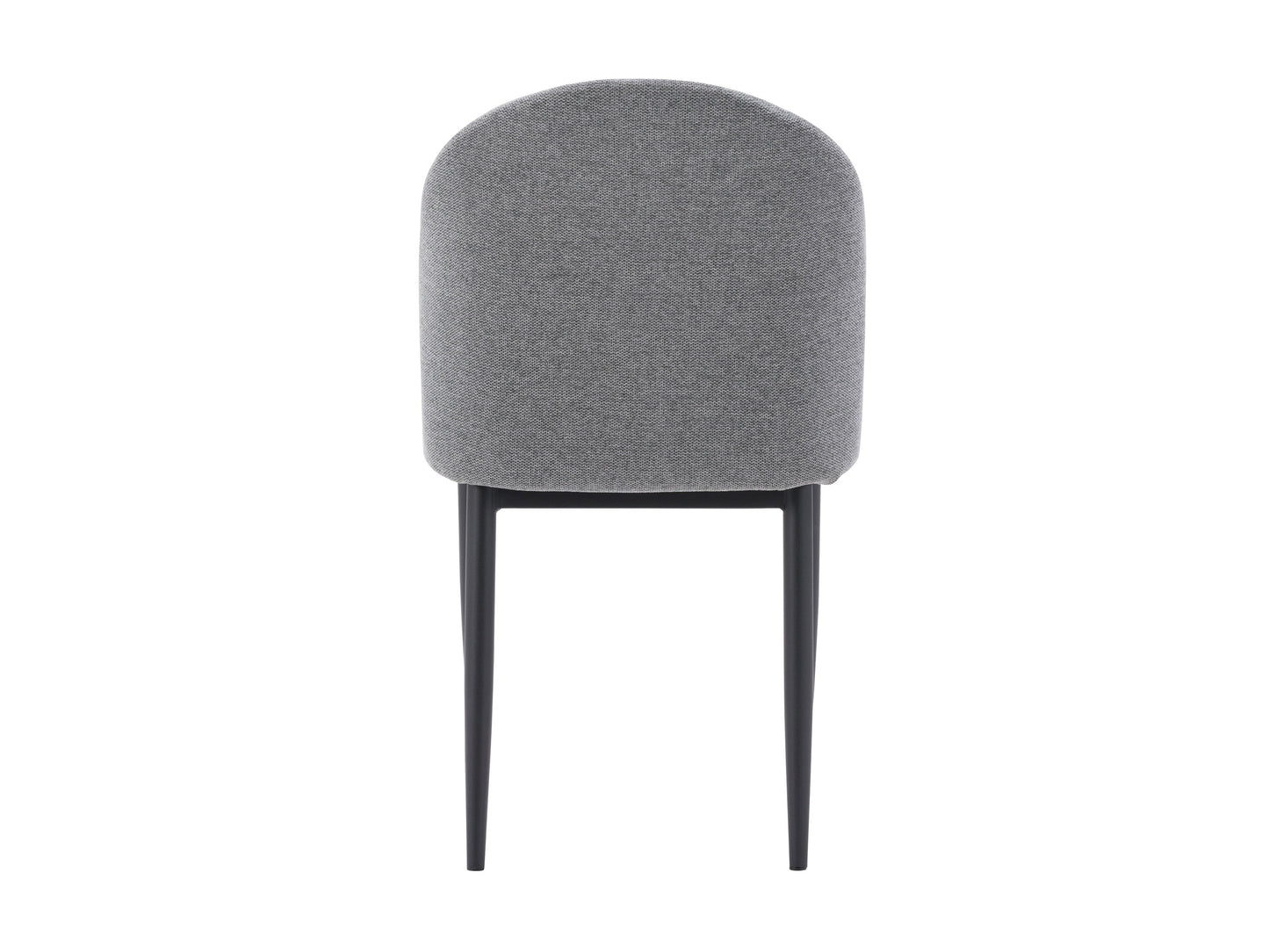 Set of 2 grey curved dining chairs with plush upholstery, sleek metal legs, and modern design, perfect for contemporary dining rooms, offering comfort and style with a minimalist aesthetic.