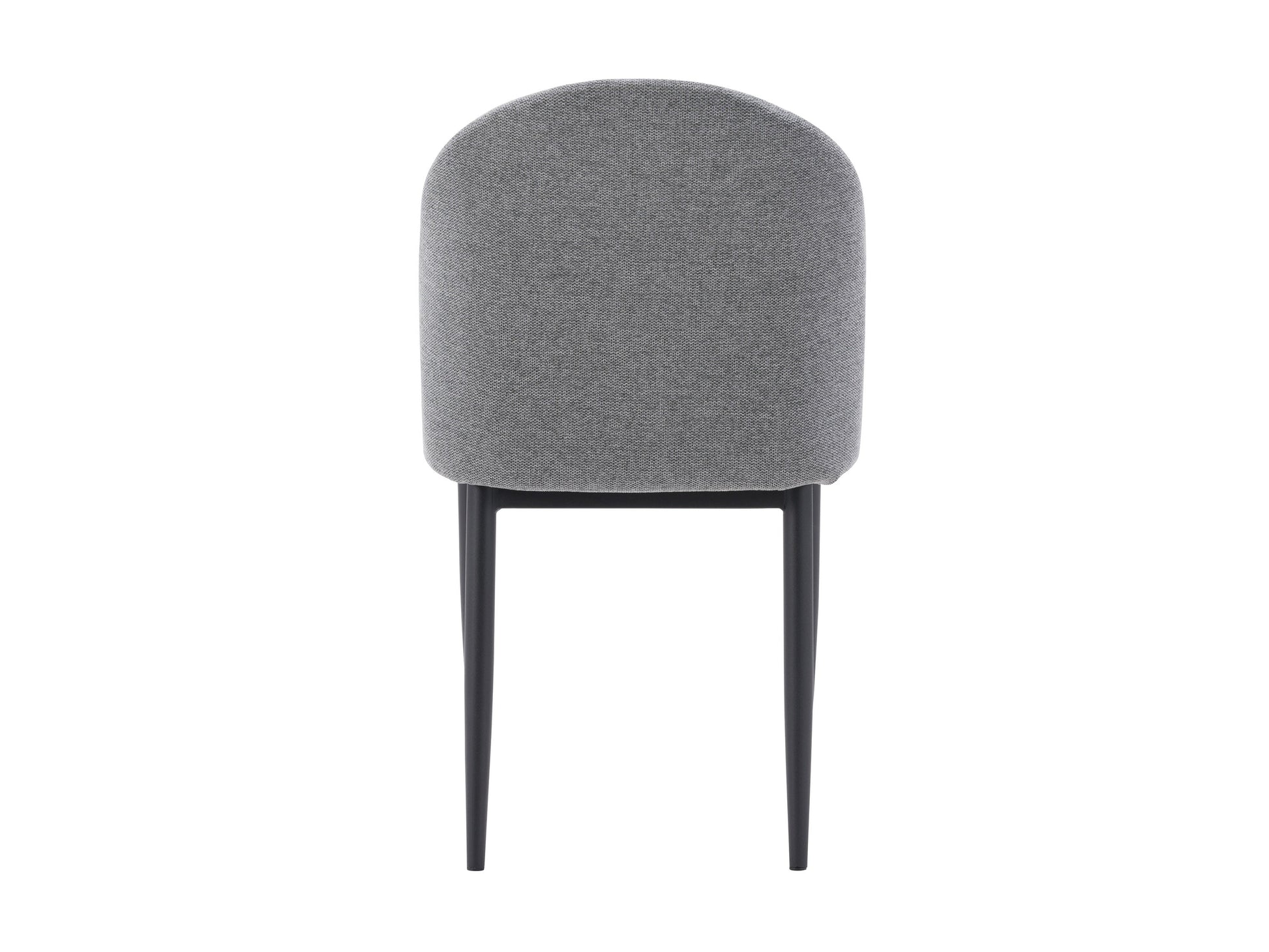 Set of 2 grey curved dining chairs with plush upholstery, sleek metal legs, and modern design, perfect for contemporary dining rooms, offering comfort and style with a minimalist aesthetic.