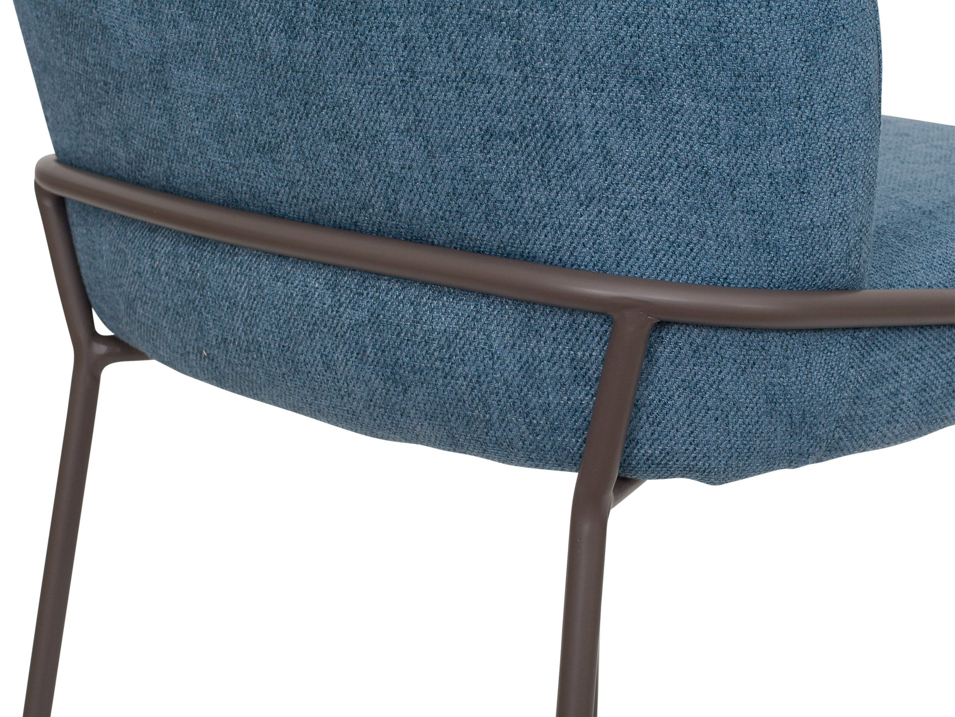 Set of 2 high back upholstered dining chairs in blue with wooden legs, featuring a soft fabric texture and sleek design, perfect for modern dining rooms.