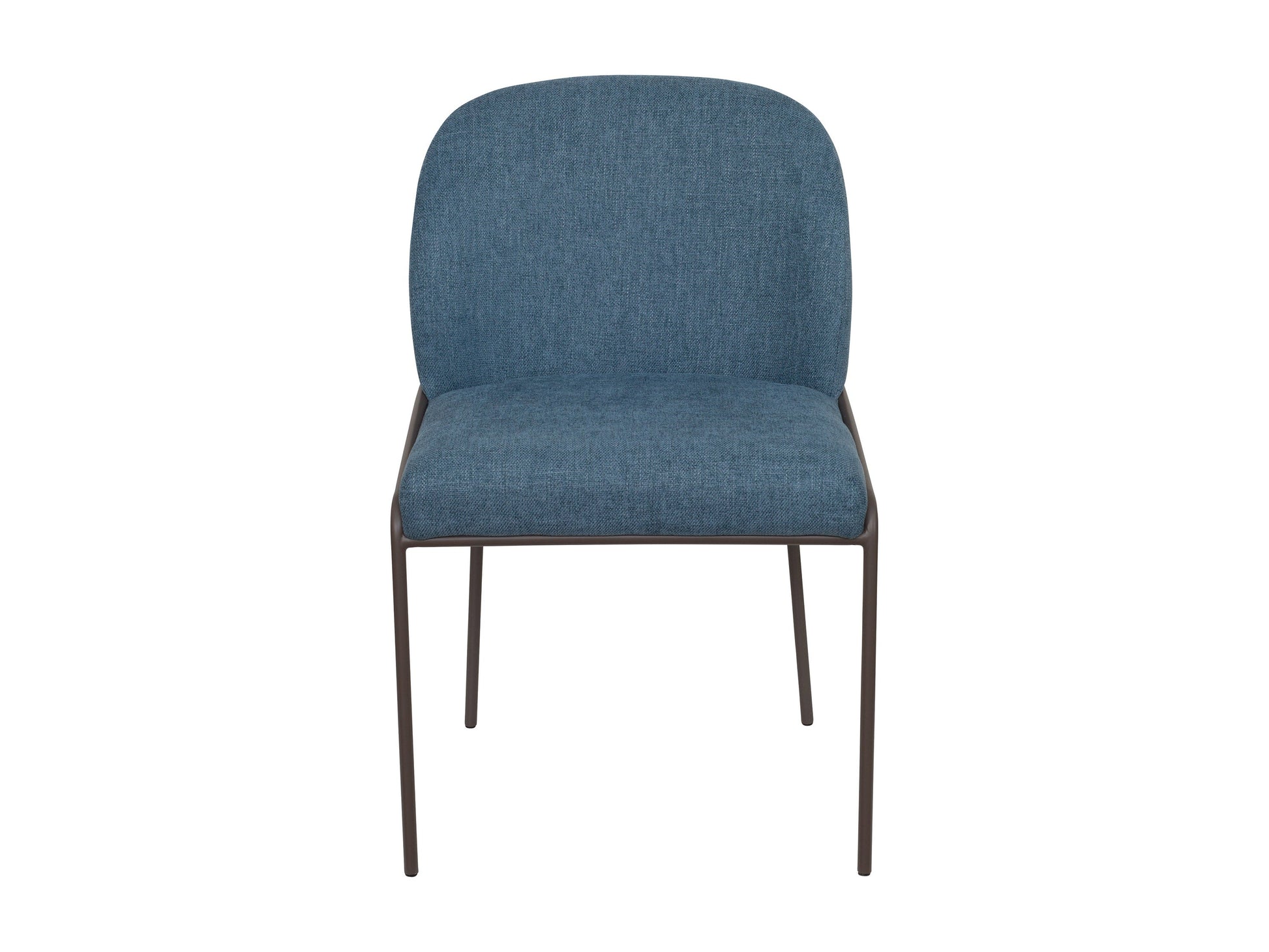 Set of 2 high back upholstered dining chairs in blue with wooden legs, featuring a soft fabric texture and sleek design, perfect for modern dining rooms.