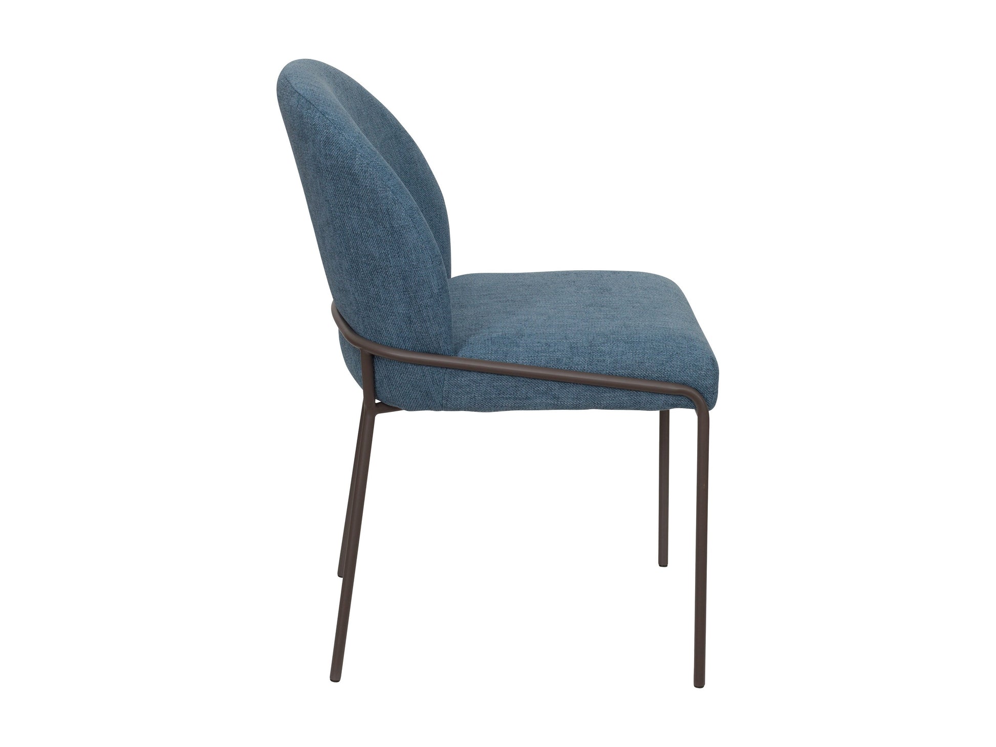Set of 2 high back upholstered dining chairs in blue with wooden legs, featuring a soft fabric texture and sleek design, perfect for modern dining rooms.
