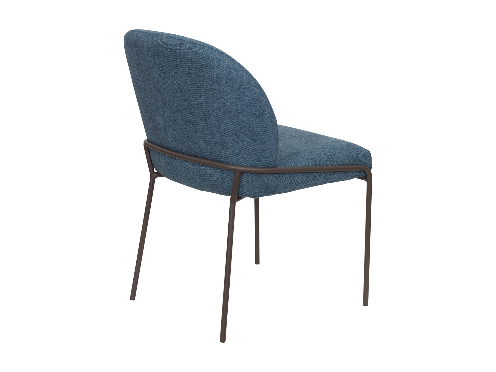 Set of 2 high back upholstered dining chairs in blue with wooden legs, featuring a soft fabric texture and sleek design, perfect for modern dining rooms.