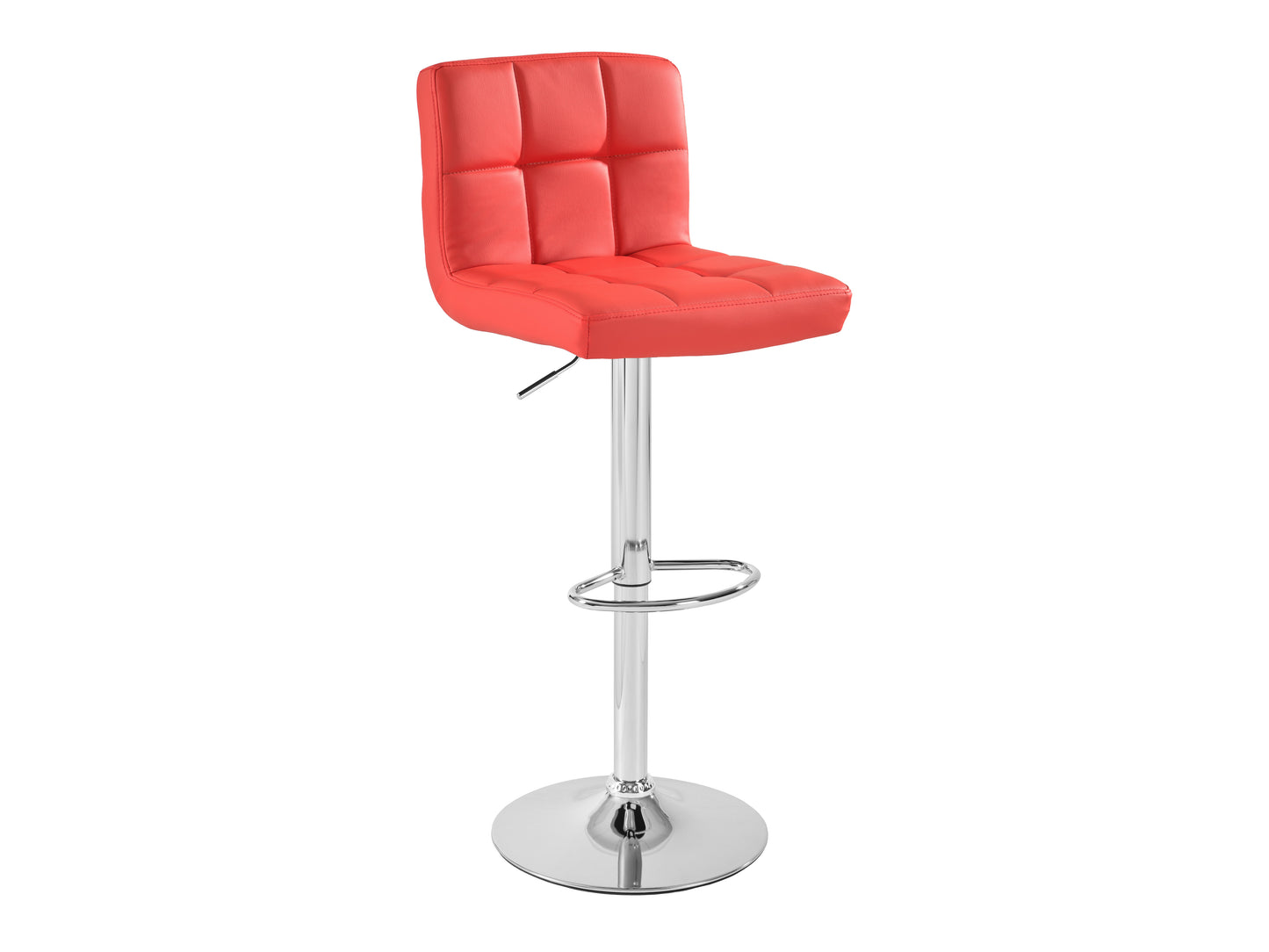 Tufted Red Vegan Leather Adjustable Stools