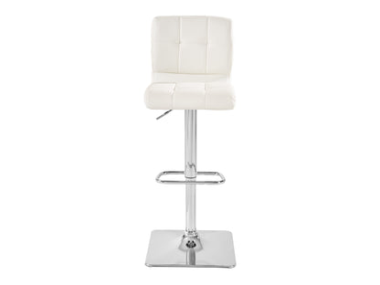 Curved White Vegan Leather Adjustable Stools