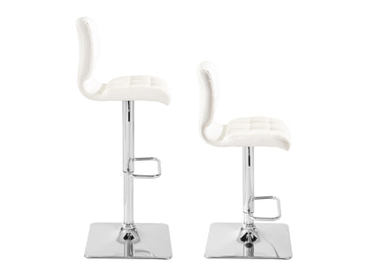 Curved White Vegan Leather Adjustable Stools