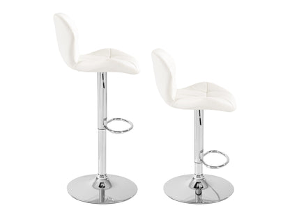 Geo-Tufted White Vegan Leather Stools