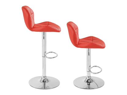 Geo-Tufted Red Vegan Leather Stools