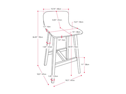 Grey wooden bar stools, set of 2, featuring cushioned seats, sleek backrests, and sturdy legs with footrests, perfect for modern kitchen or bar areas.