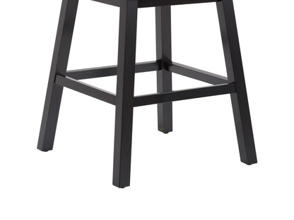 Blue button-tufted bar stools with wooden legs, upholstered in plush velvet fabric. Features a high backrest, comfortable cushioning, and a sleek, modern design perfect for kitchen islands or home bars.