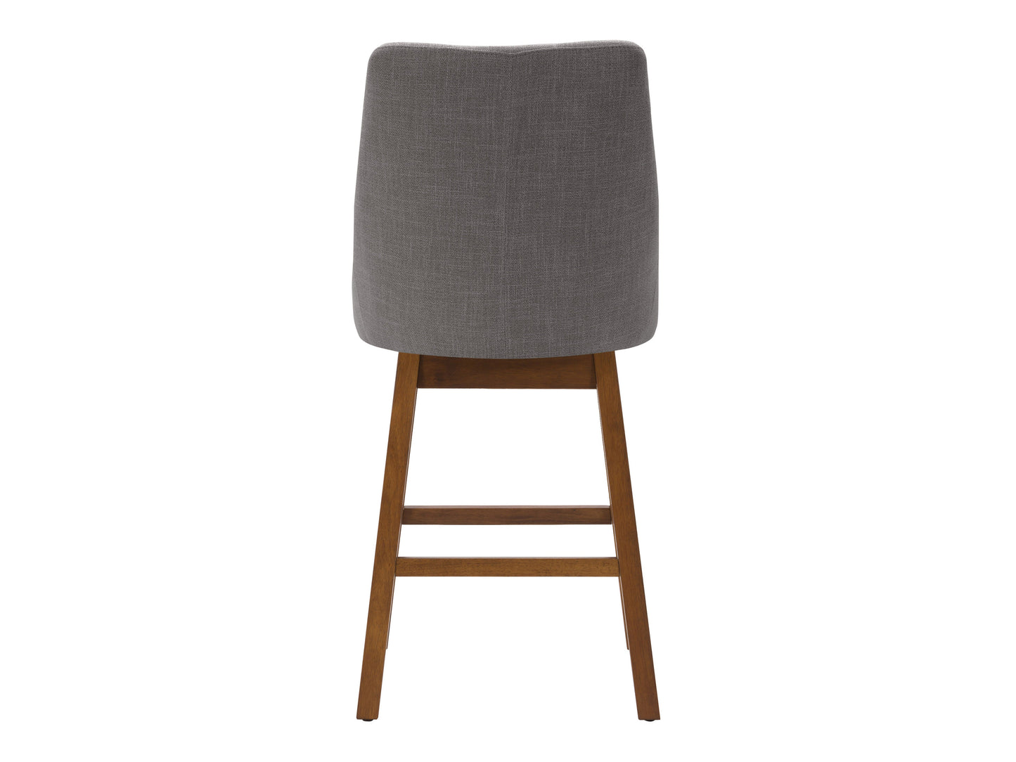 Light grey modern bar stools with cushioned seats, sleek metal legs, and footrests. Ideal for contemporary kitchens or bars, these stools feature a minimalist design and durable fabric upholstery.